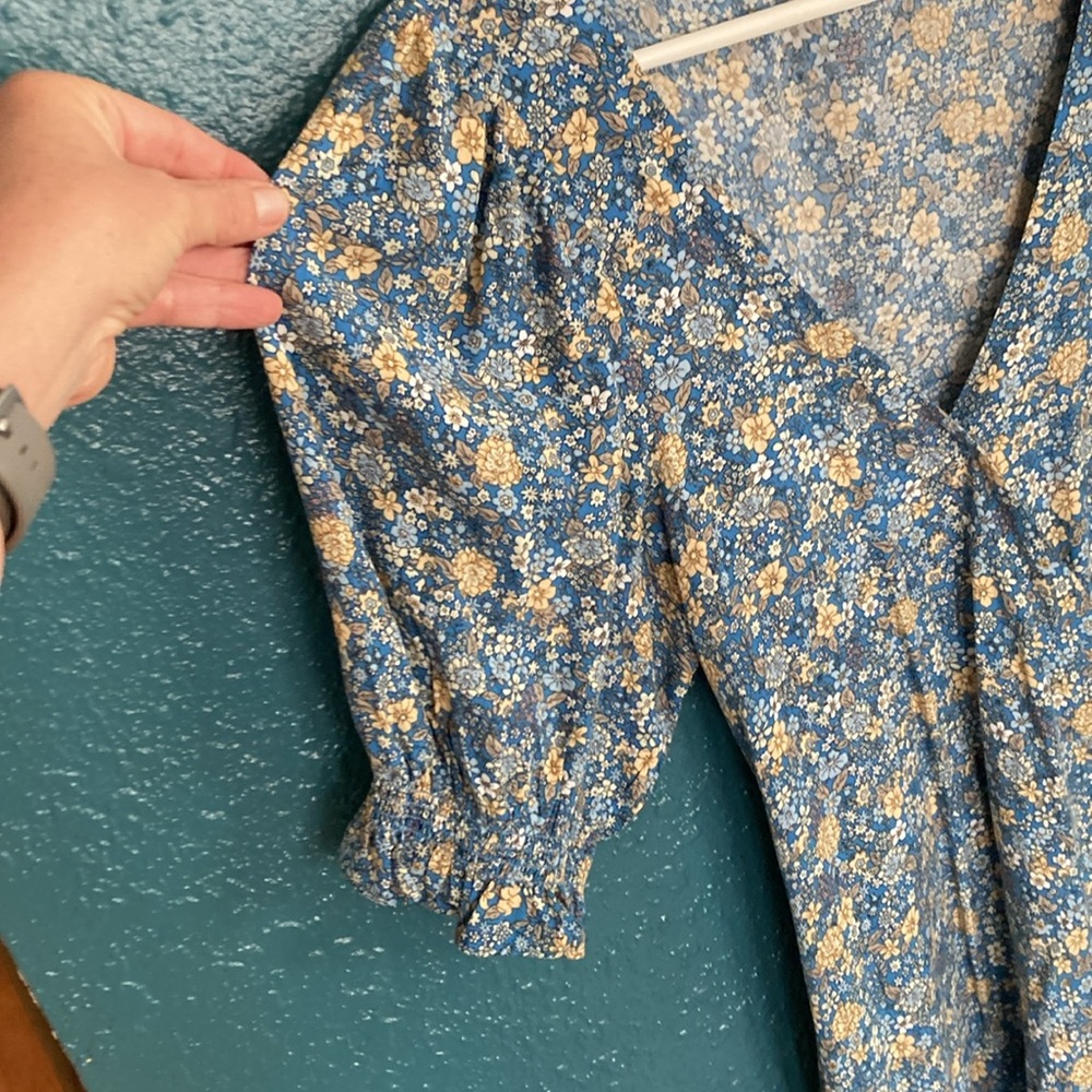 Natural Life Floral Blue Maxi, Wrap Dress small - Picture 2 of 9